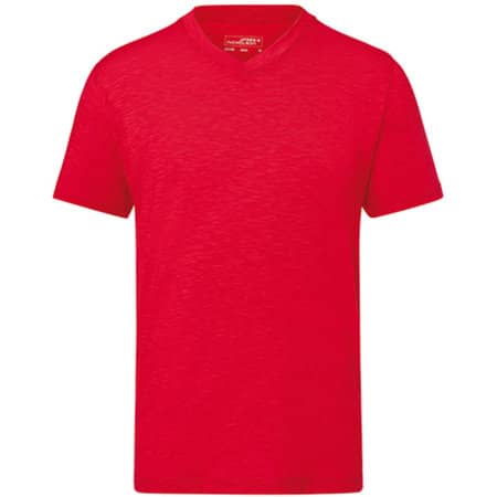 Men`s Slub T-Shirt in Red von James+Nicholson (Artnum: JN750