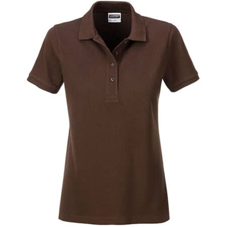 Basic Damen-Poloshirt aus Bio-Baumwolle in Brown von James+Nicholson (Artnum: JN8009