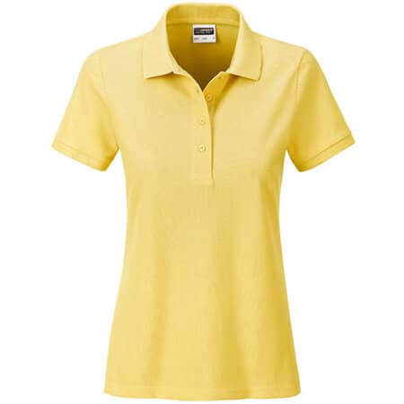 Basic Damen-Poloshirt aus Bio-Baumwolle in Light Yellow von James+Nicholson (Artnum: JN8009