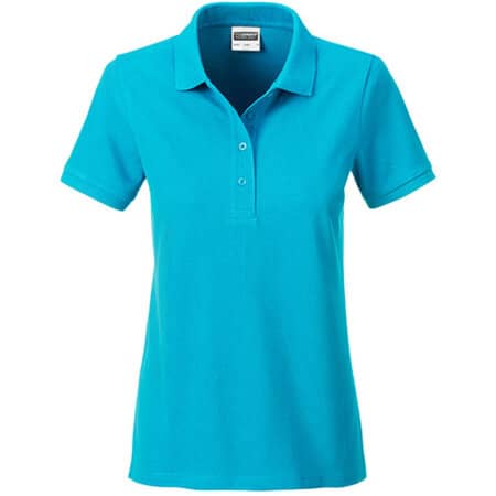 Basic Damen-Poloshirt aus Bio-Baumwolle in Turquoise von James+Nicholson (Artnum: JN8009