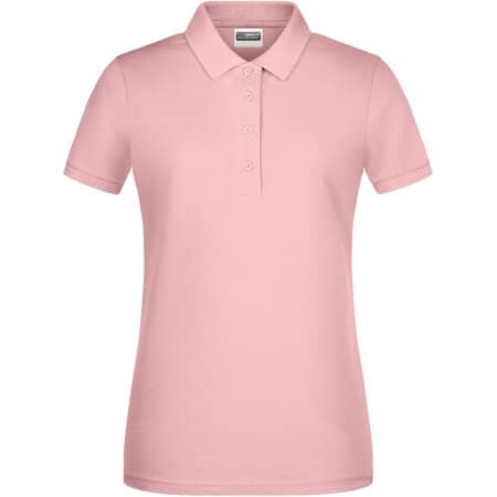 Basic Damen-Poloshirt aus Bio-Baumwolle in Soft Pink von James+Nicholson (Artnum: JN8009
