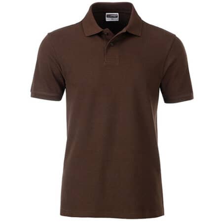Basic Herren-Poloshirt aus Bio-Baumwolle in Brown von James+Nicholson (Artnum: JN8010