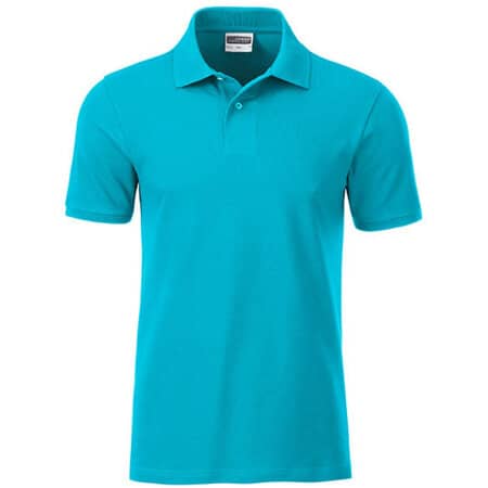 Basic Herren-Poloshirt aus Bio-Baumwolle in Turquoise von James+Nicholson (Artnum: JN8010