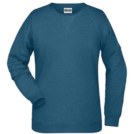 Damen-Sweatshirt aus Bio-Baumwolle in Petrol Melange von James+Nicholson (Artnum: JN8021