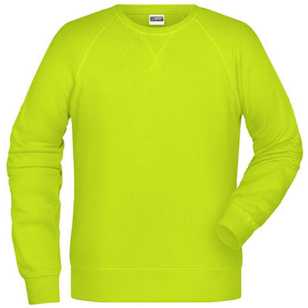 Leichtes Herren Bio-Sweatshirt in Acid Yellow von James+Nicholson (Artnum: JN8022