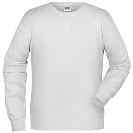 Leichtes Herren Bio-Sweatshirt in White von James+Nicholson (Artnum: JN8022
