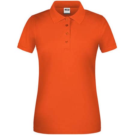 Nachhaltiges Damen Workwear Poloshirt aus Bio-Baumwolle in Orange von James+Nicholson (Artnum: JN873