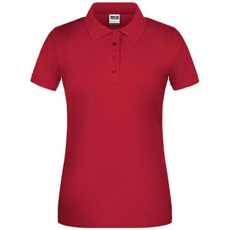 Nachhaltiges Damen Workwear Poloshirt aus Bio-Baumwolle in Red von James+Nicholson (Artnum: JN873