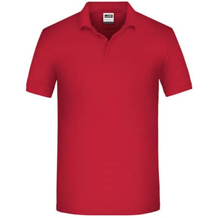 Pflegeleichtes Herren-Poloshirt aus Bio-Baumwolle in Red von James+Nicholson (Artnum: JN874