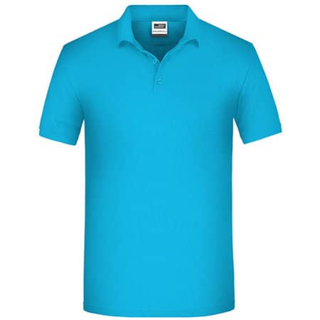 Pflegeleichtes Herren-Poloshirt aus Bio-Baumwolle in Turquoise von James+Nicholson (Artnum: JN874