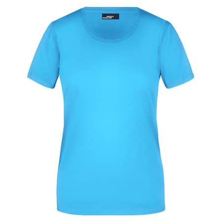 Leicht taillierters Damen Basic T-Shirt in Aqua von James+Nicholson (Artnum: JN901