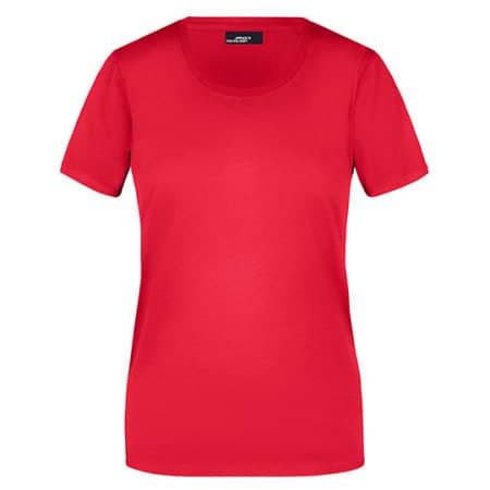 Leicht taillierters Damen Basic T-Shirt in Red von James+Nicholson (Artnum: JN901
