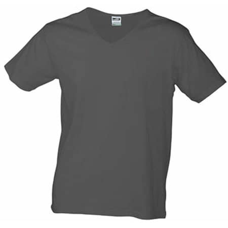 Slim Fit Herren T-Shirt mit V-Ausschnitt in Graphite (Solid) von James+Nicholson (Artnum: JN912