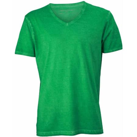 Slim Fit Herren T-Shirt mit trendigem Färbeeffekt in Fern Green von James+Nicholson (Artnum: JN976