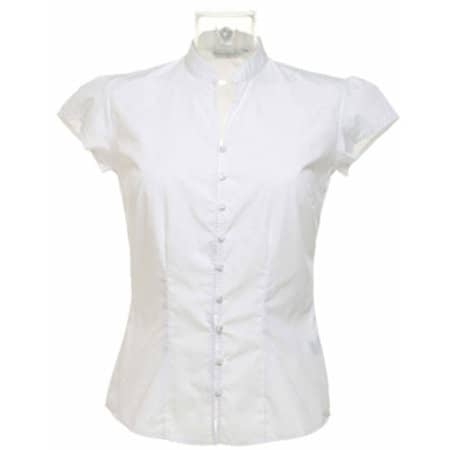 Easy Care Poplin-Bluse mit Mandarin-Kragen in White von Kustom Kit (Artnum: K727