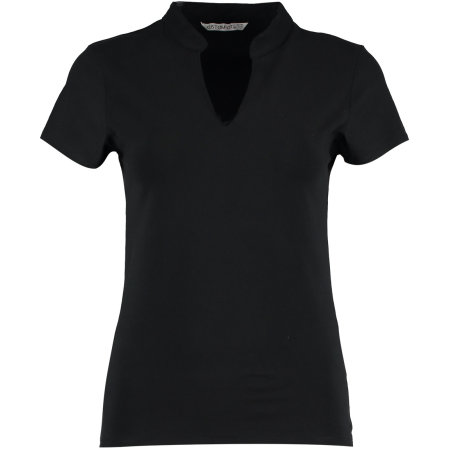 Corporate Top V Neck Mandarin Collar in Black von Kustom Kit (Artnum: K770