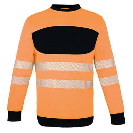 EOS Hi-Vis Workwear Sweatshirt With Printing Area in Signal Orange|Black von Korntex (Artnum: KX1001