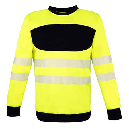 EOS Hi-Vis Workwear Sweatshirt With Printing Area in Signal Yellow|Black von Korntex (Artnum: KX1001