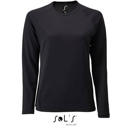 Women`s Long-Sleeve Sports T-Shirt Sporty in Black von SOL´S (Artnum: L02072