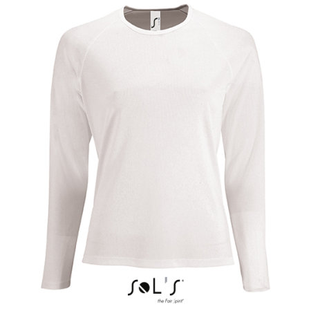 Women`s Long-Sleeve Sports T-Shirt Sporty in White von SOL´S (Artnum: L02072
