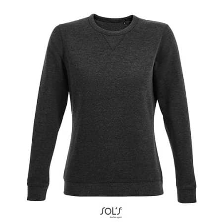 Women´s Round Neck Sweatshirt Sully in Heather Charcoal Melange von SOL´S (Artnum: L03104