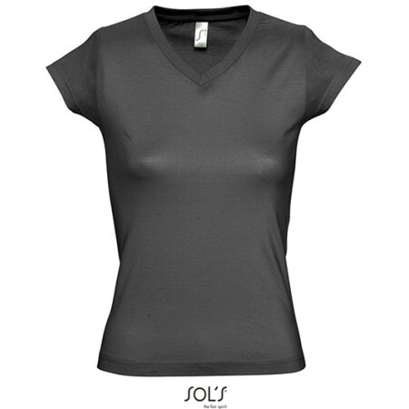 Ladies` V-Neck-T-Shirt Moon in Dark Grey (Solid) von SOL´S (Artnum: L156