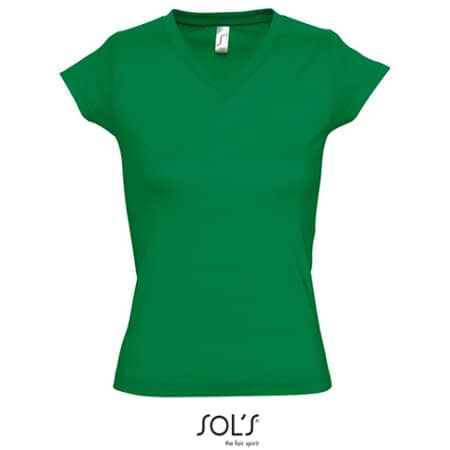 Ladies` V-Neck-T-Shirt Moon in Kelly Green von SOL´S (Artnum: L156