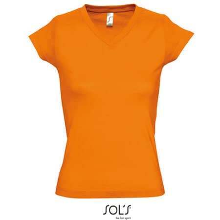 Ladies` V-Neck-T-Shirt Moon in Orange von SOL´S (Artnum: L156