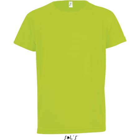 Kids` Raglan Sleeved T-Shirt Sporty in Neon Green von SOL´S (Artnum: L198K