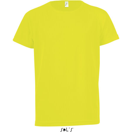 Kids` Raglan Sleeved T-Shirt Sporty in Neon Yellow von SOL´S (Artnum: L198K
