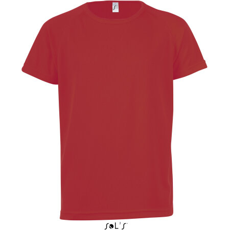 Kids` Raglan Sleeved T-Shirt Sporty in Red von SOL´S (Artnum: L198K