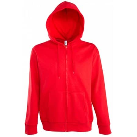 Men Hooded Zipped Jacket Seven in Red von SOL´S (Artnum: L478