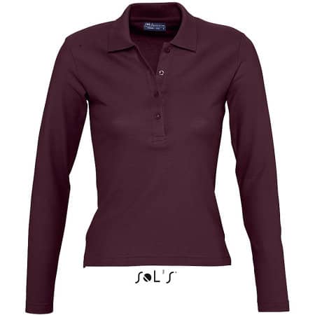 Slim Fit Langarm-Poloshirt für Damen in Burgundy von SOL´S (Artnum: L535