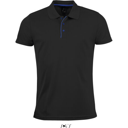 Men`s Sports Polo Shirt Performer in Black von SOL´S (Artnum: L542
