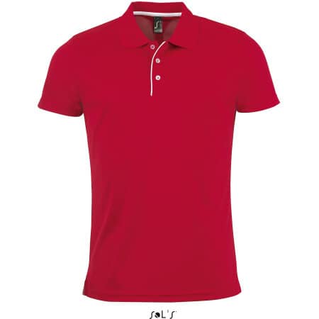 Men`s Sports Polo Shirt Performer in Red von SOL´S (Artnum: L542