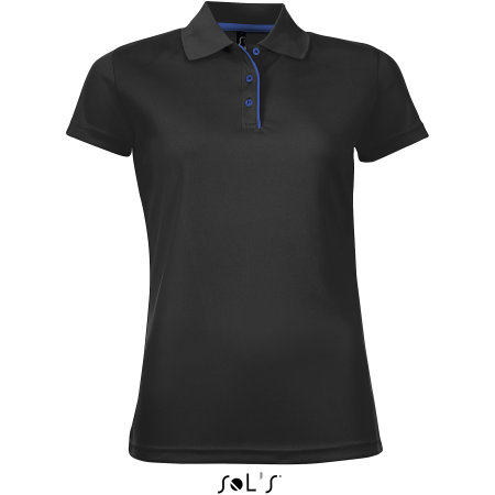 Women`s Sports Polo Shirt Performer in Black von SOL´S (Artnum: L544