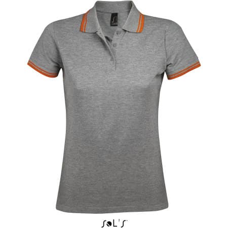 Women Polo Shirt Pasadena in Grey Melange|Orange von SOL´S (Artnum: L586