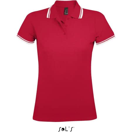 Women Polo Shirt Pasadena in Red|White von SOL´S (Artnum: L586