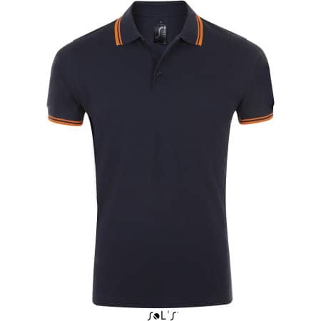 Modisches Herren-Poloshirt mit Seitenschlitzen in French Navy|Neon Orange von SOL´S (Artnum: L591