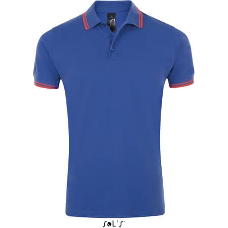 Modisches Herren-Poloshirt mit Seitenschlitzen in Royal Blue|Neon Coral von SOL´S (Artnum: L591