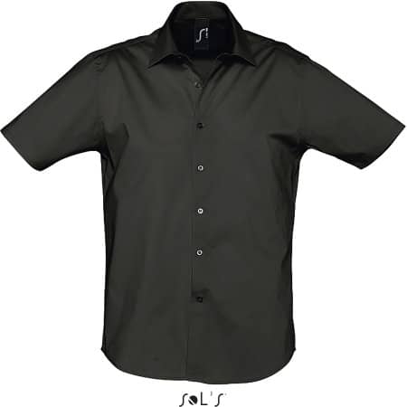 Kurzarm Stretch-Hemd in Black von SOL´S (Artnum: L632