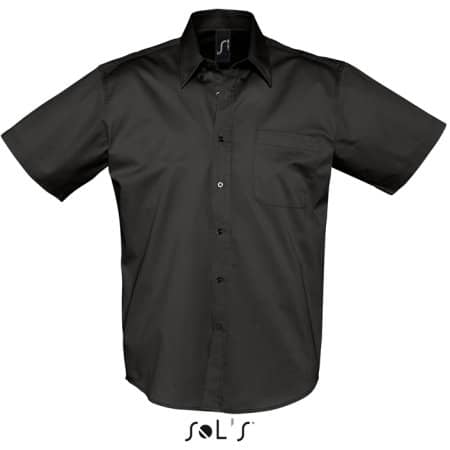 Kurzarm Twill-Hemd mit Brusttasche in Black von SOL´S (Artnum: L640