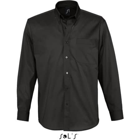 Twill-Hemd mit Brusttasche in Black von SOL´S (Artnum: L645