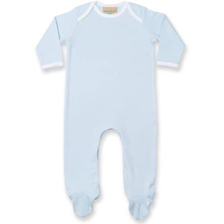 Langärmeliger Baby-Schlafanzug in Pale Blue|White von Larkwood (Artnum: LW053