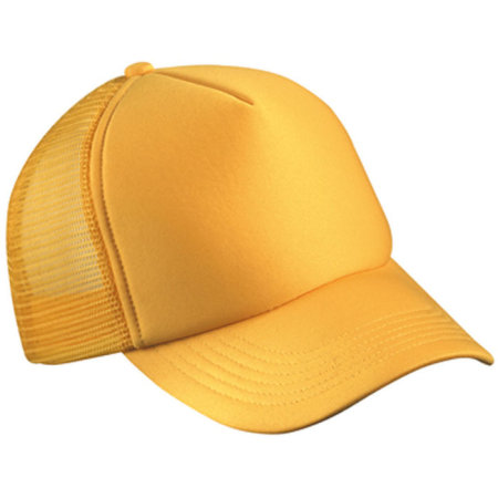 Trendige Mesh Cap mit Kunststoffverschluss in Gold Yellow von myrtle beach (Artnum: MB070