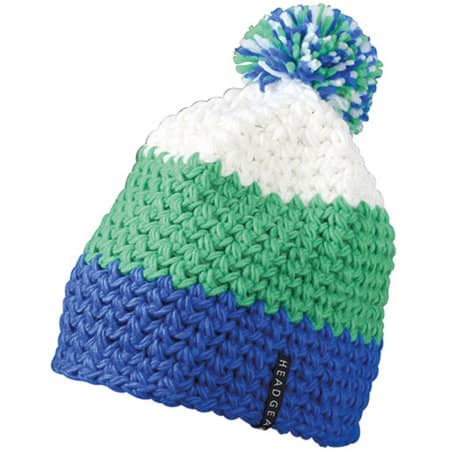 Crocheted Cap with Pompon in Aqua|Lime Green|White von myrtle beach (Artnum: MB7940