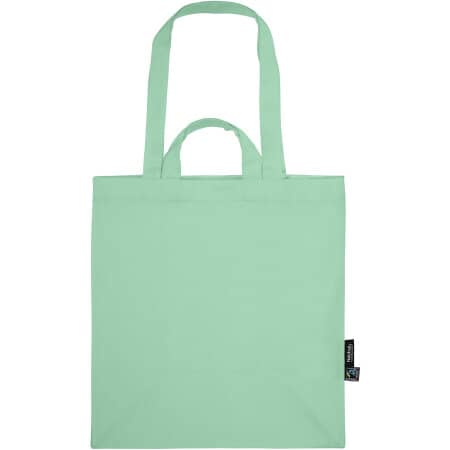 Nachhaltige Fair Trade Twill Einkaufstasche aus Bio-Baumwolle mit kurzen und langen Henkeln in Dusty Mint von Neutral (Artnum: NE90030