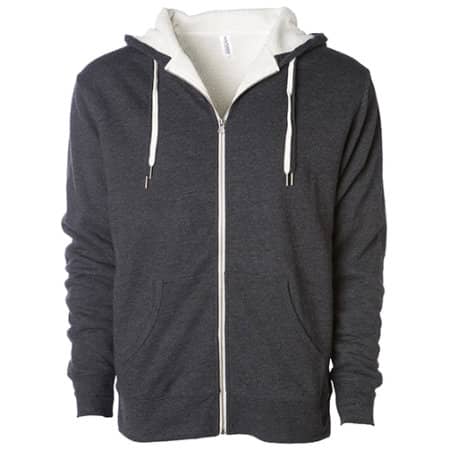 Unisex Sherpa Lined Zip Hooded Jacket in Charcoal Heather|Natural von Independent (Artnum: NP352