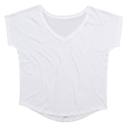Nachhaltiges Organic Damen V-Neck T-Shirt Loose Fit in White von Mantis (Artnum: P147