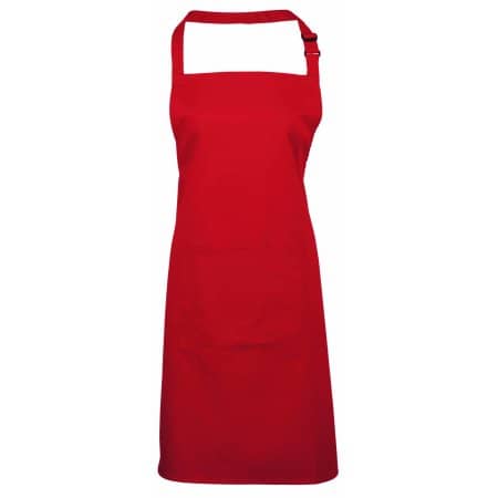 Pflegeleichte Latzschürze mit Tasche in Red (ca. Pantone 200) von Premier Workwear (Artnum: PW154